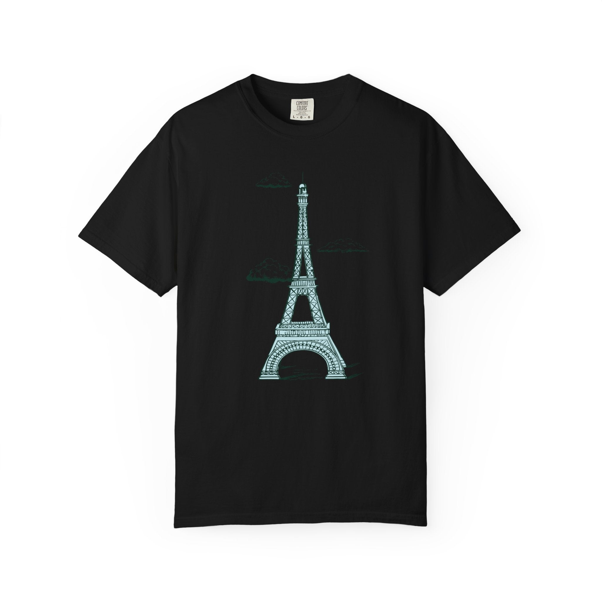 Green Eiffel Tower Unisex Garment-Dyed T-shirt
