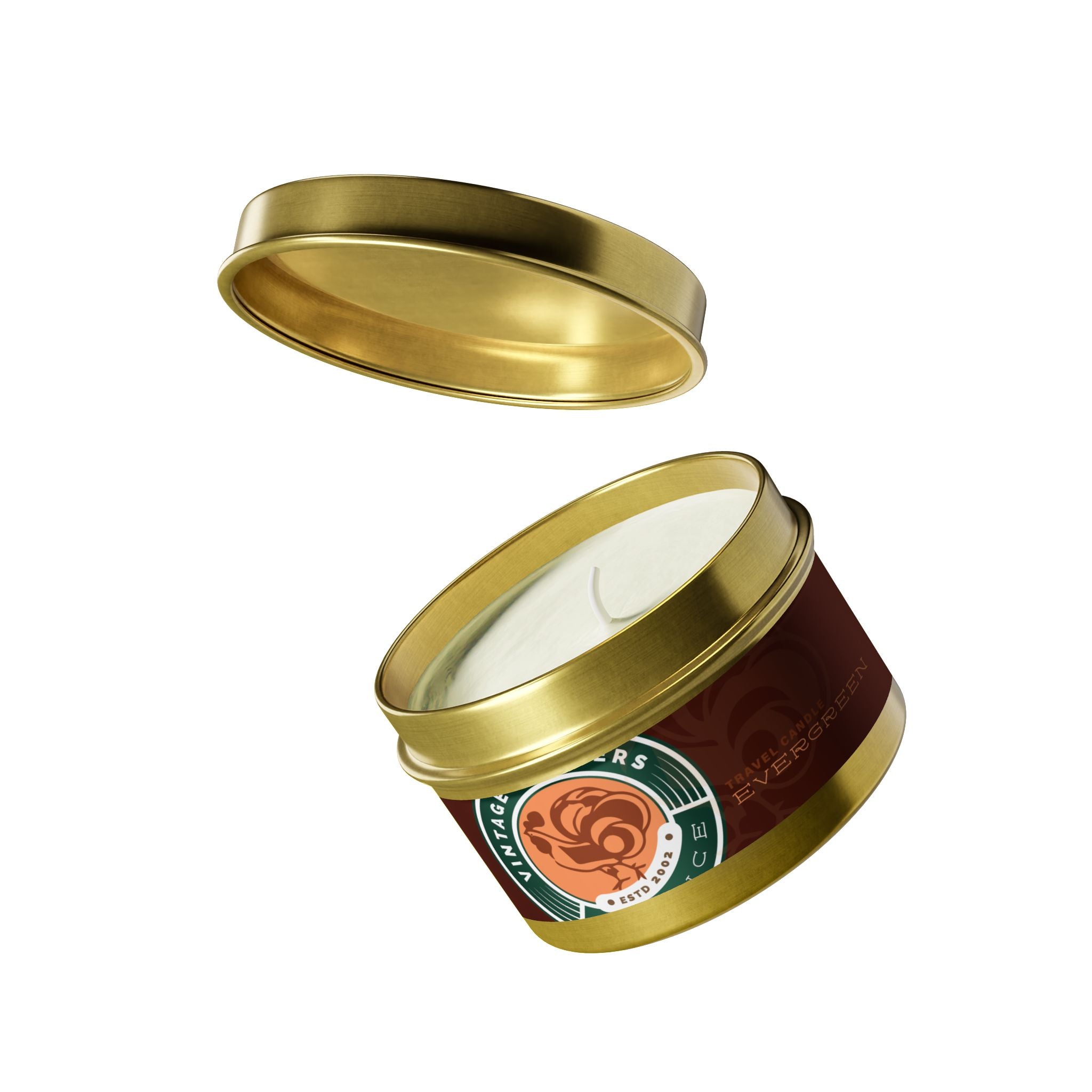 Evergreen Vintage Tin Candle – Woodsy Scented Travel Candle