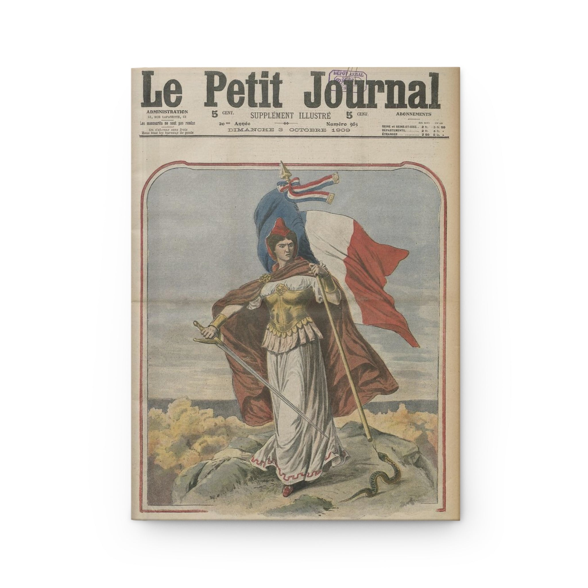 Vintage French Newspaper Journal – Le Petit Journal Hardcover Notebook
