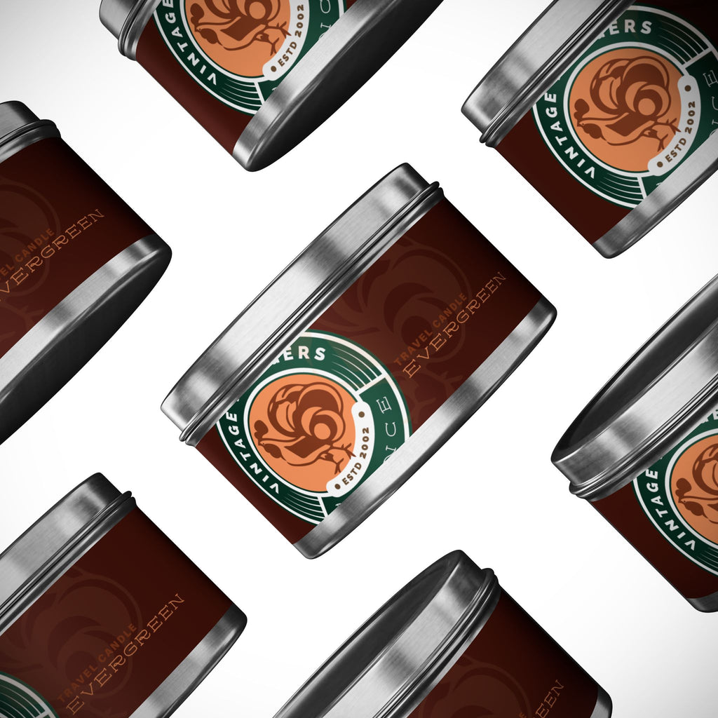 Evergreen Vintage Tin Candle – Woodsy Scented Travel Candle