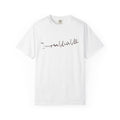 White t-shirt with 'Inoubliable—Unforgettable' text on a white background