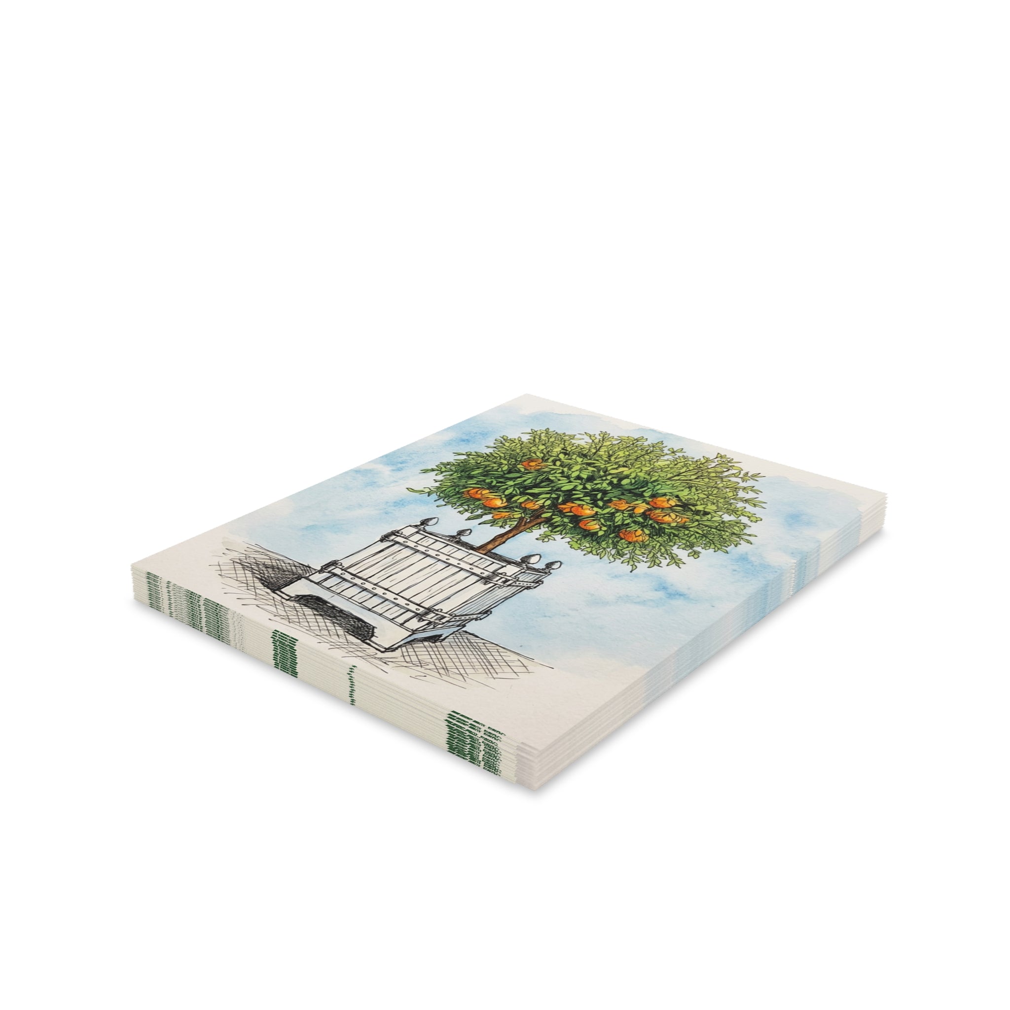 Versailles Orange Tree Greeting Cards - Set of 8/16/24 Blank Note Cards