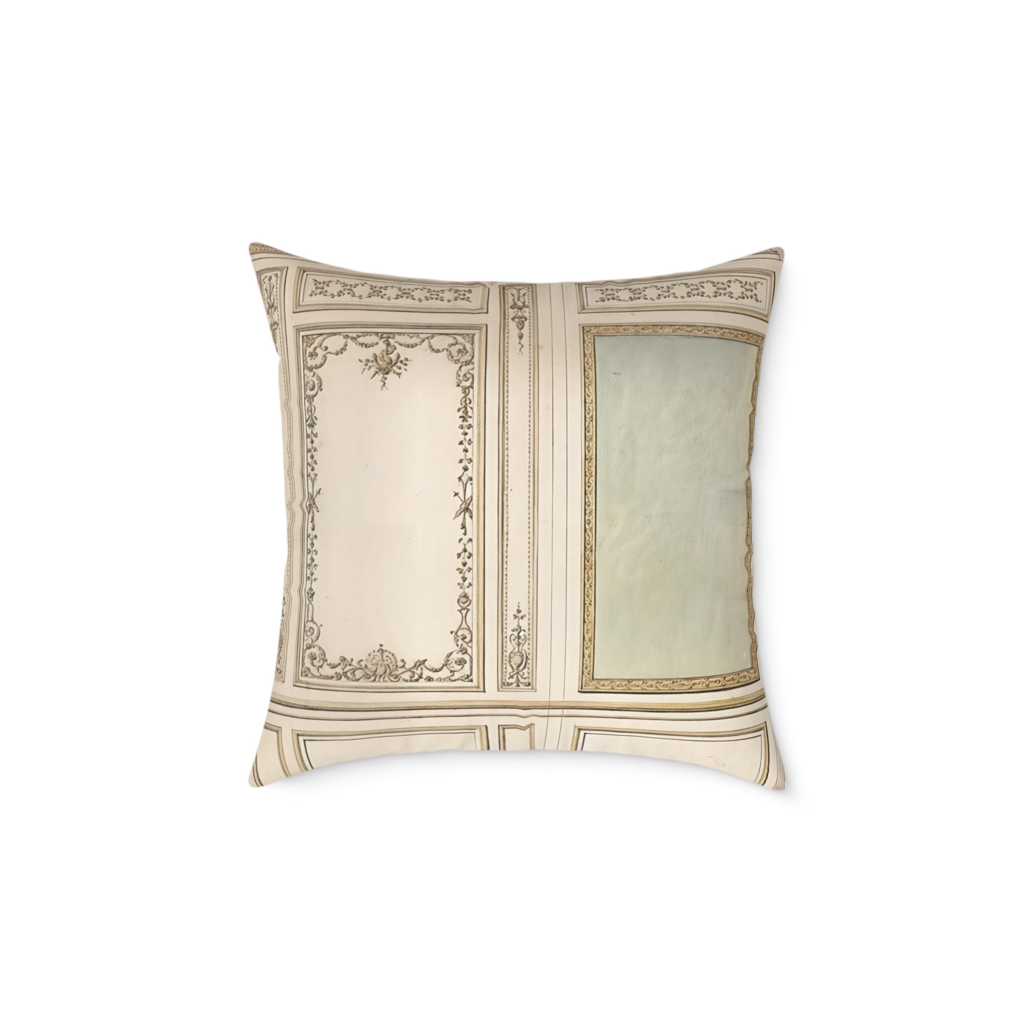 Vintage Ornate Panel Square Pillow — Classical Decorative Throw Cushion