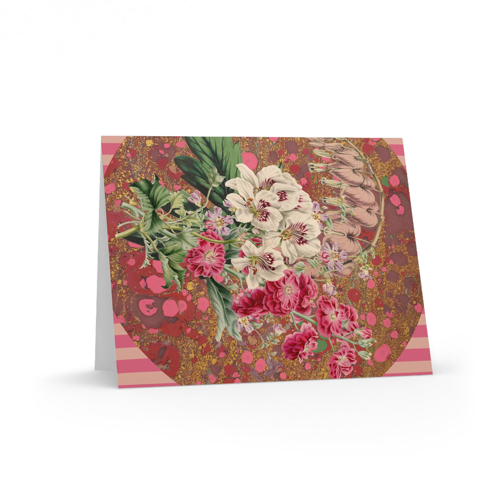 Greeting card with floral design on a colorful background