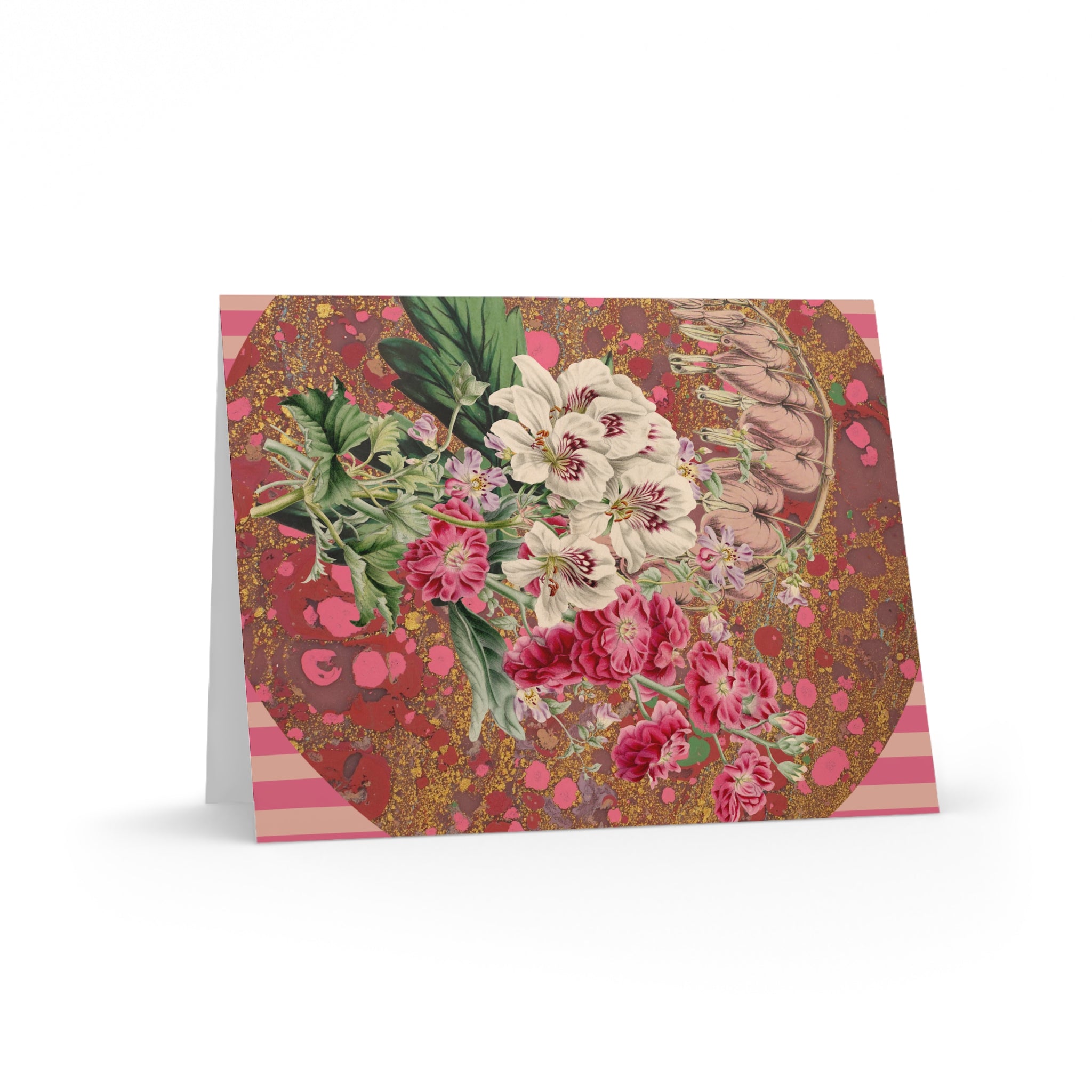 Greeting card with floral design on a colorful background