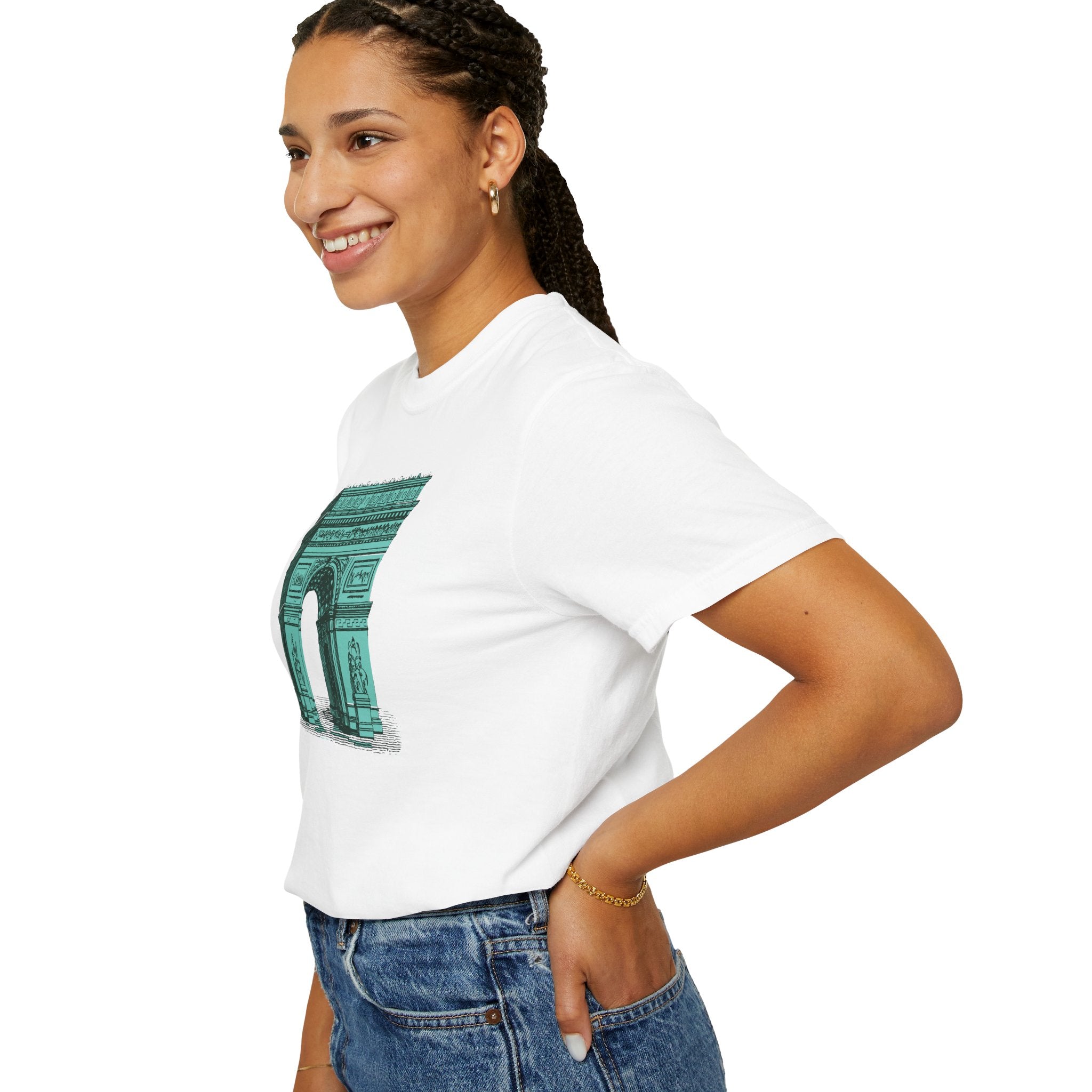 Green Arc de Triomphe Unisex Garment-Dyed T-shirt