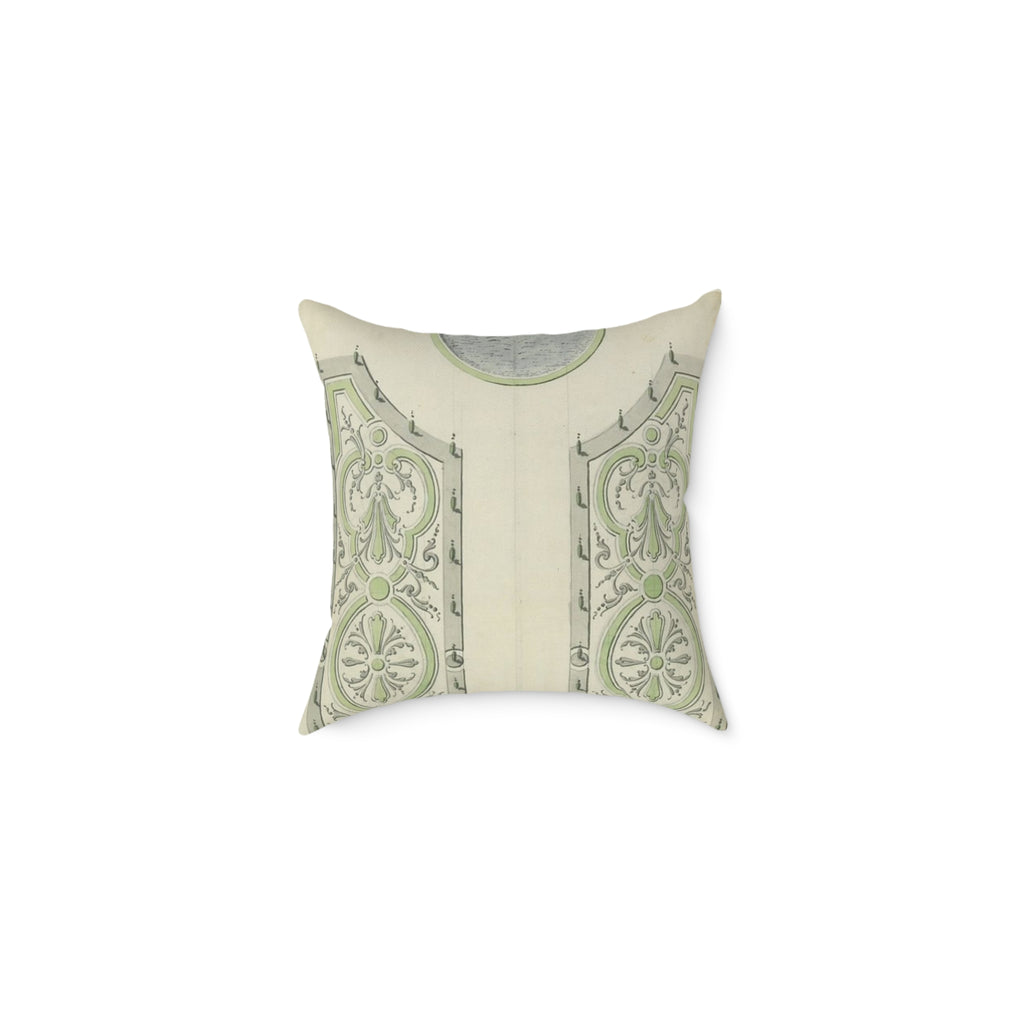 Garden in the French Style Square Pillow — Vintage Green Jardin Motif