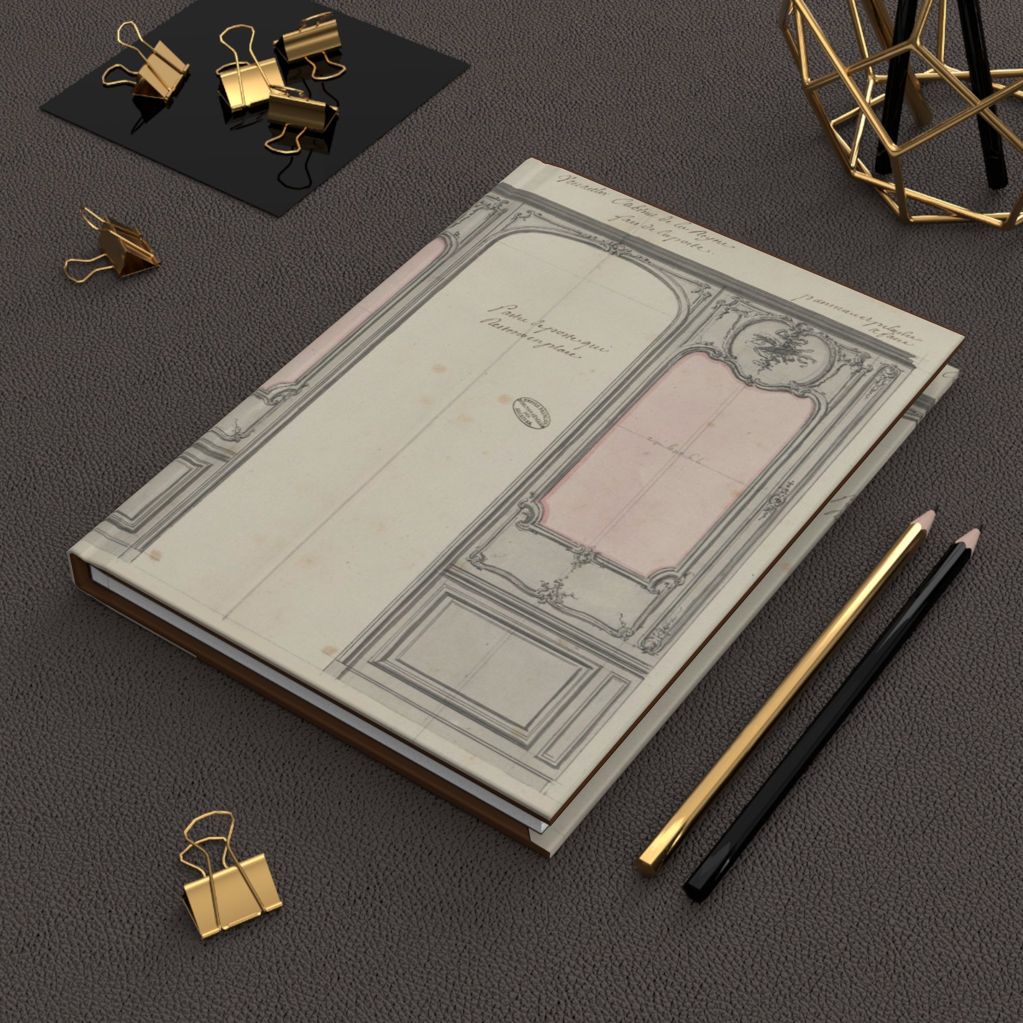 Vintage French Boisiere Panel Hardcover Journal — 'Vintage Voyagers' Matte Notebook