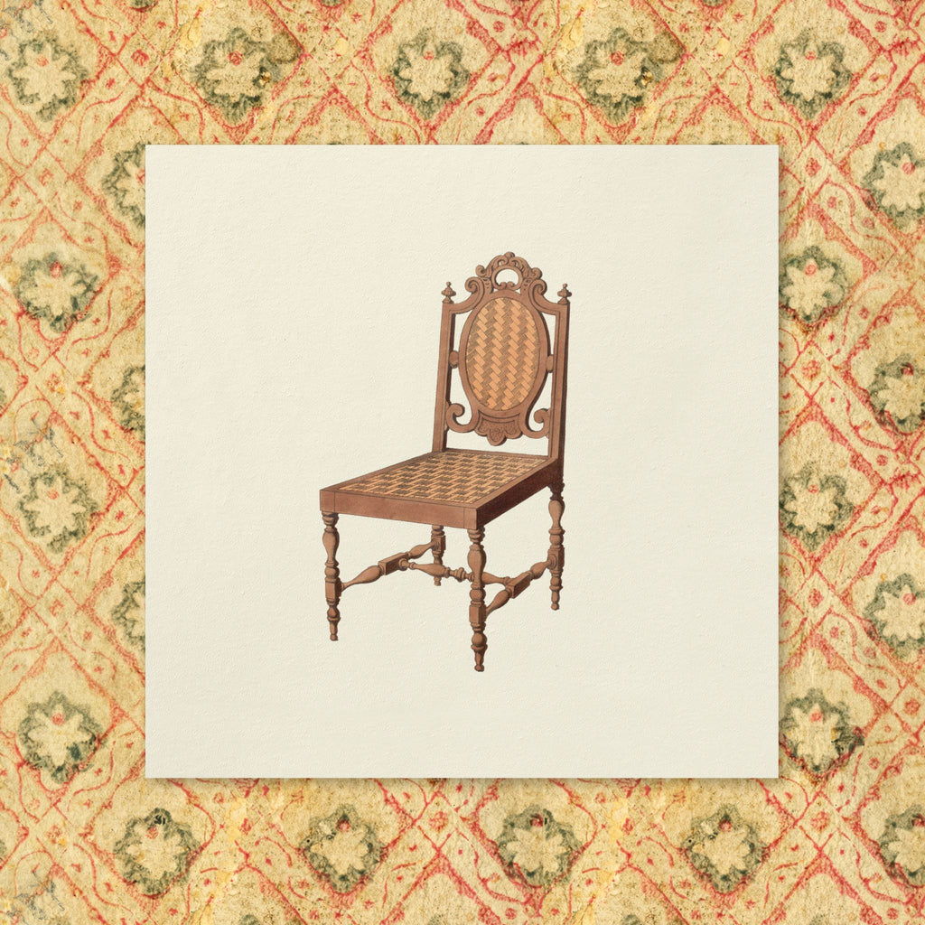 Les Meubles Chaise paper napkin printed with a vintage French chaise side-chair illustration