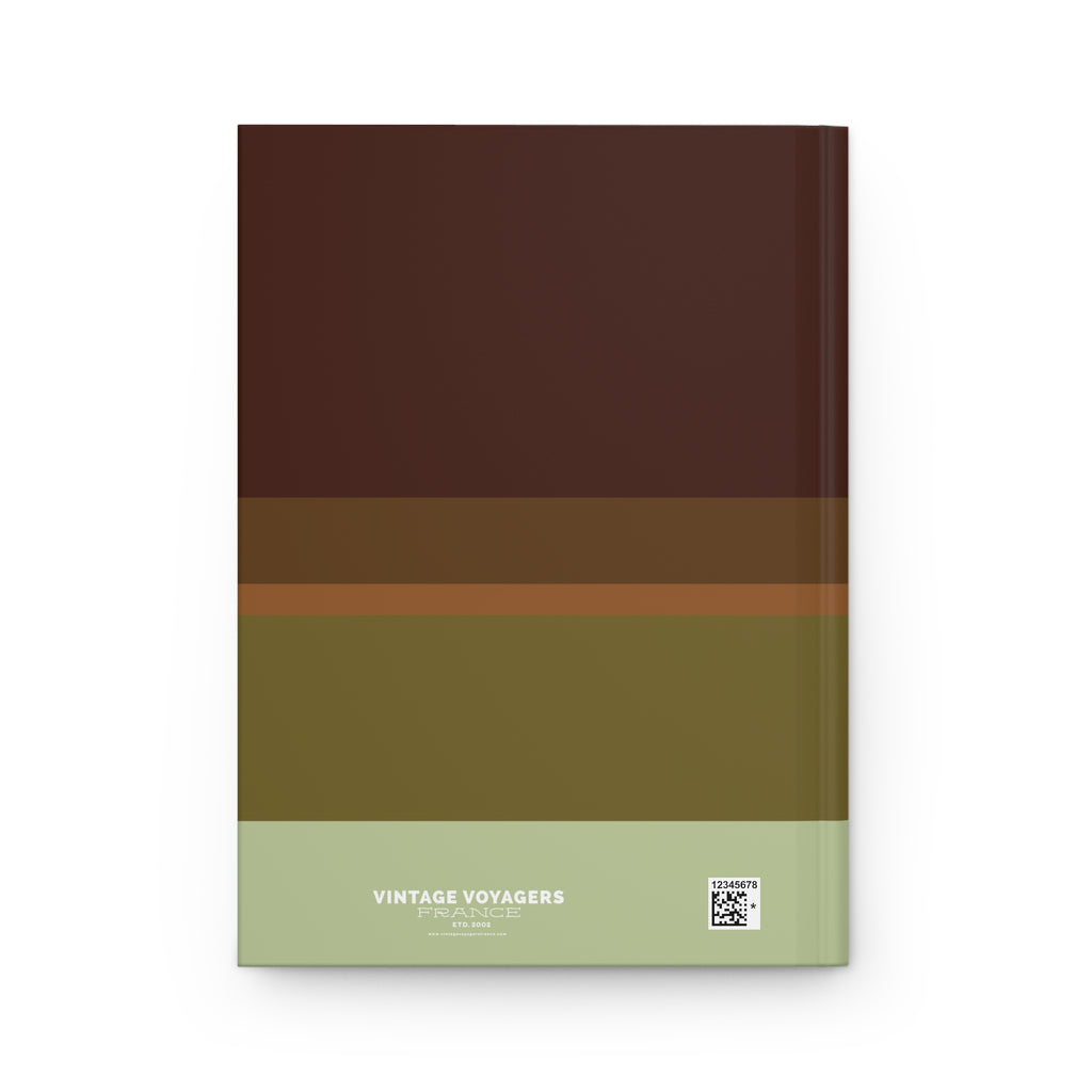 Notebook with a brown and green color scheme on a black background