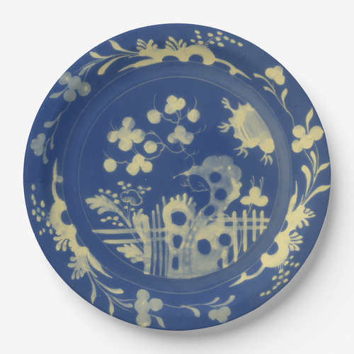 La Chinoiserie Cobalt chinoiserie garden paper plate