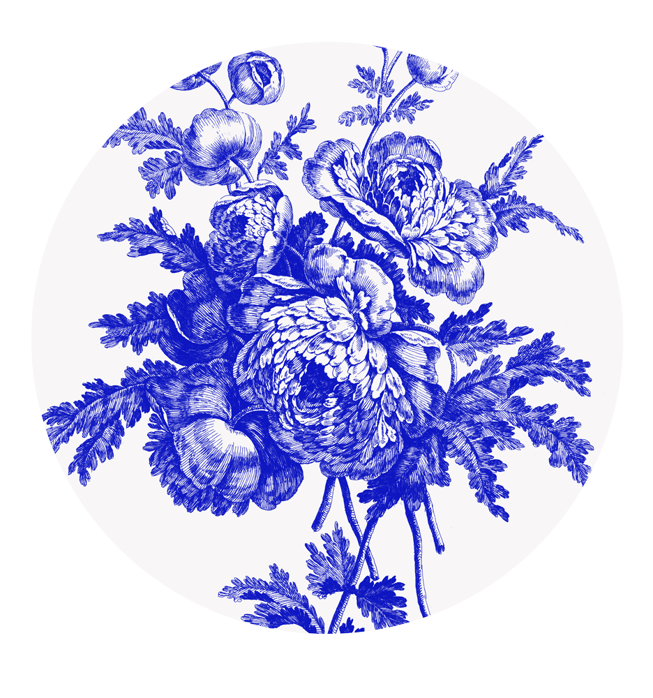 Toile Blue & White Bouquet A