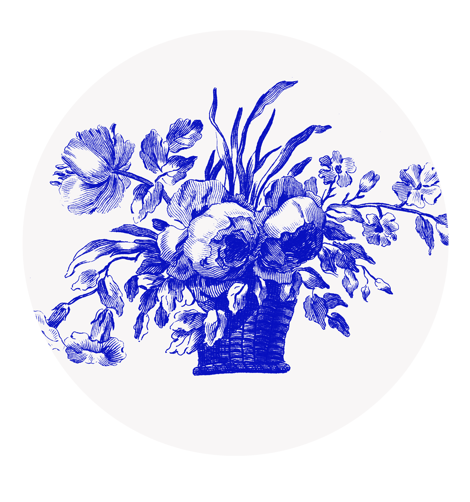 Toile Blue & White Bouquet C