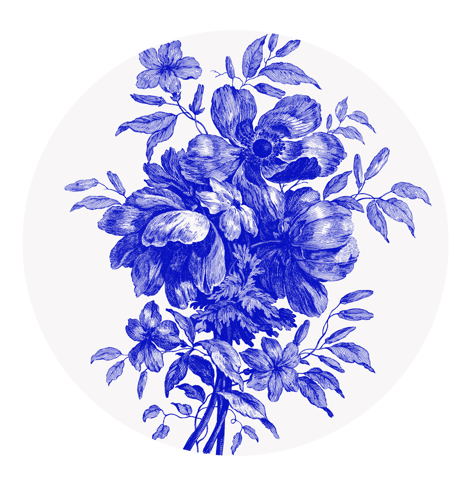 Toile Blue & White Bouquet D