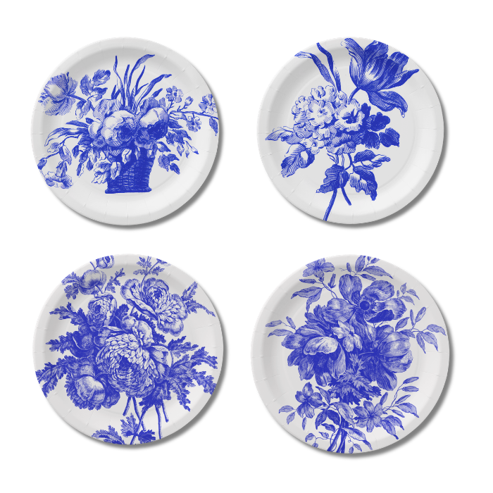 Toile de Jouy — Blue & White Bouquet (Pack of 8)