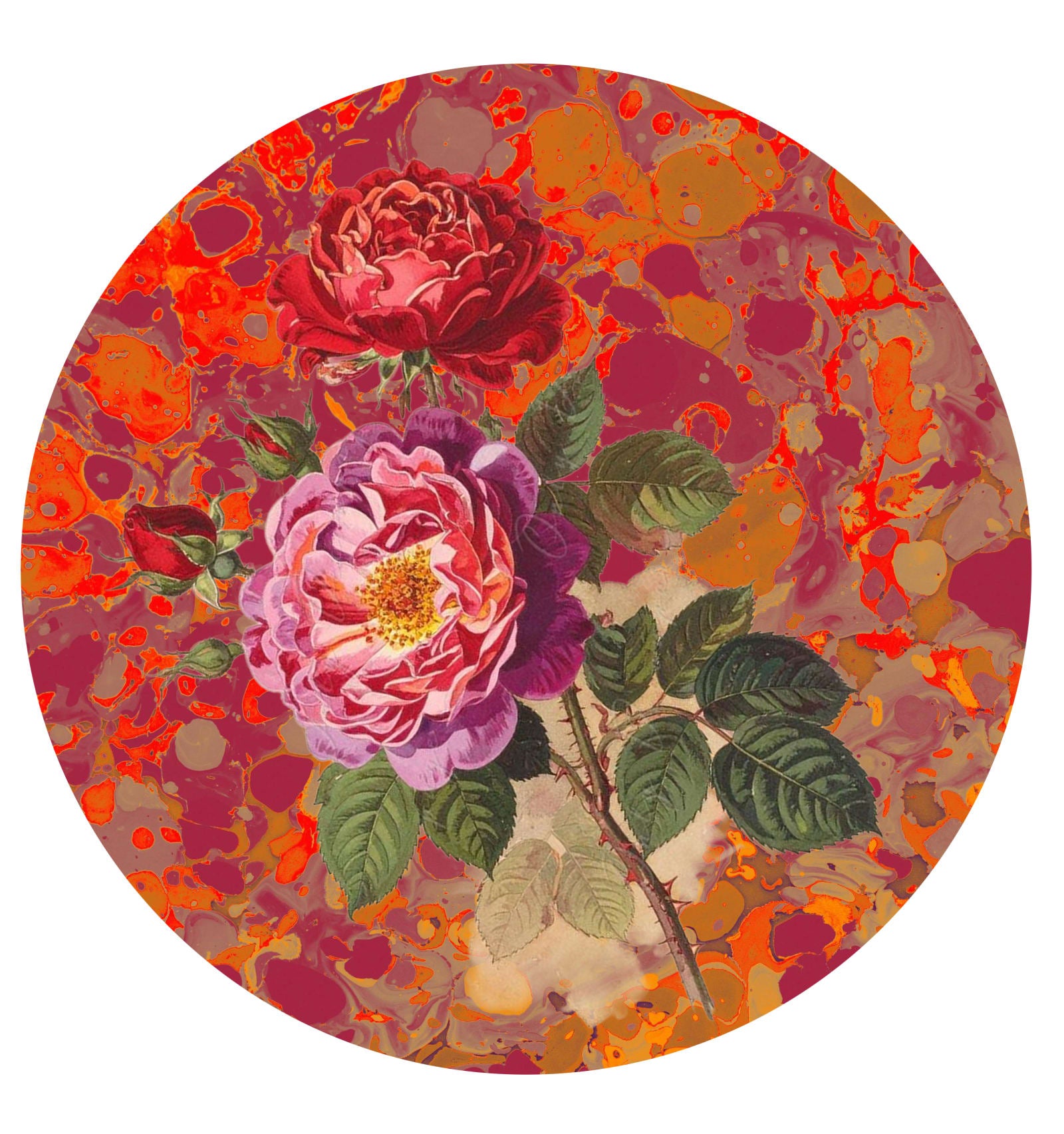 Les Fleurs Crimson botanical floral paper plate