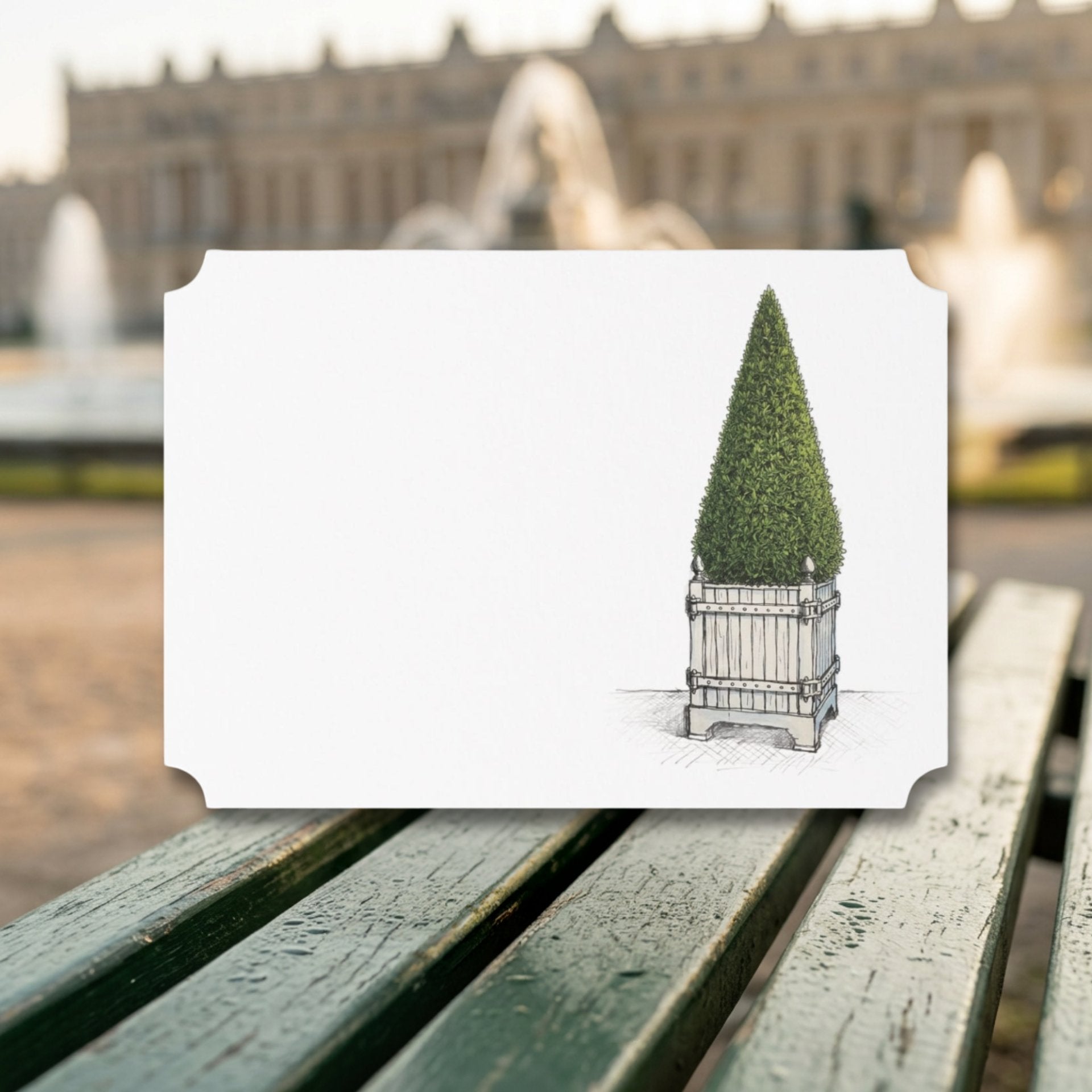 Vintage Voyagers France Cone Topiary Place Card