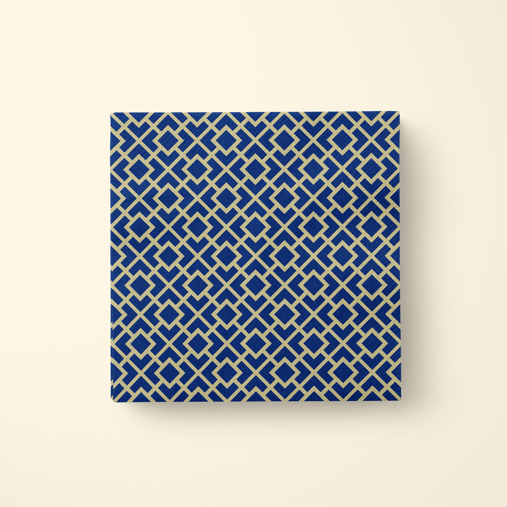 La Chinoiserie Cobalt Fretwork dinner napkin