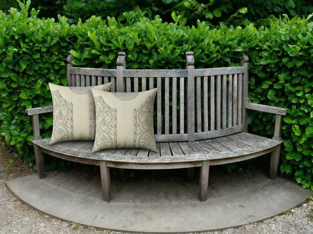 Garden in the French Style Square Pillow — Vintage Green Jardin Motif