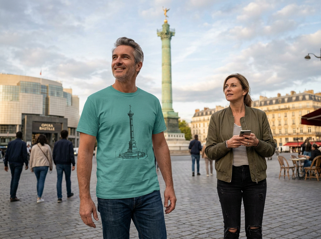 Place de la Bastille Unisex Garment-Dyed T-shirt