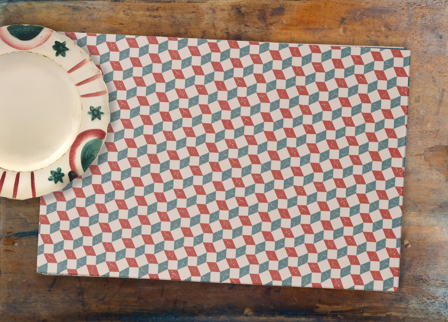 Tear Away Vintage Geometric Paper Party Placemat