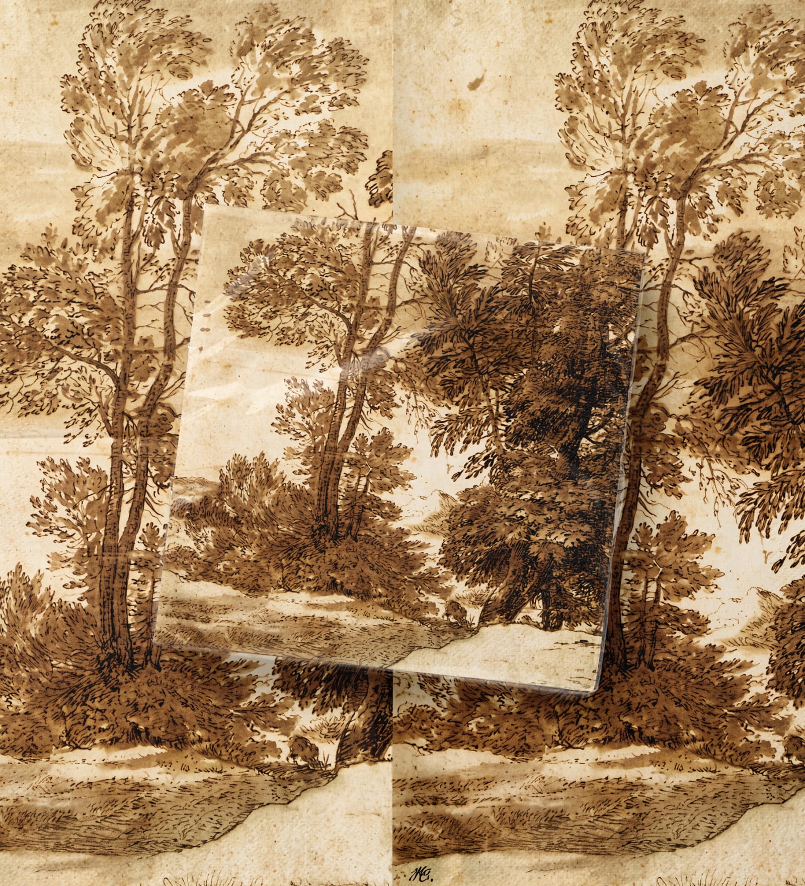 Grisaille landscape paper napkins