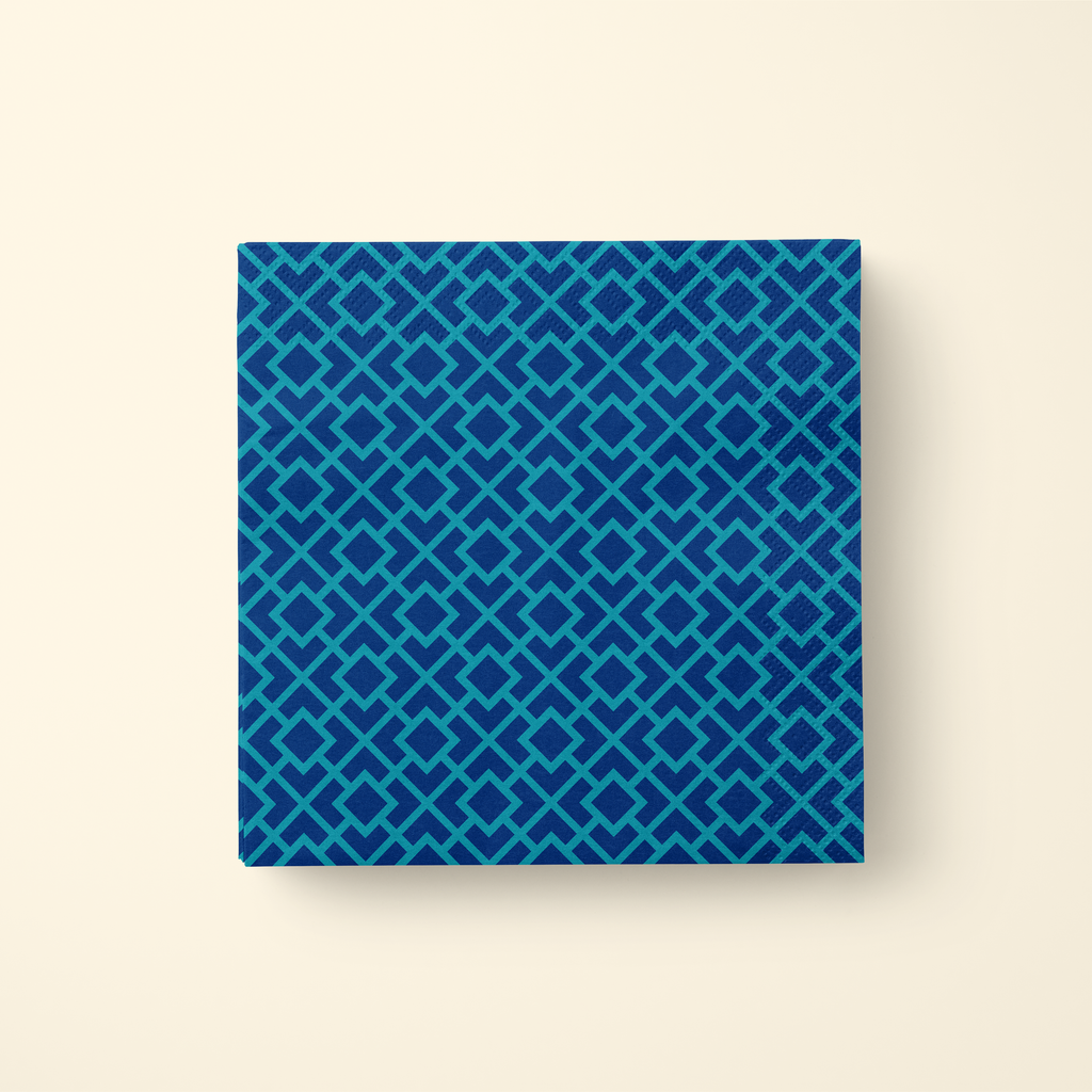 La Chinoiserie Lagoon Fretwork dinner napkin