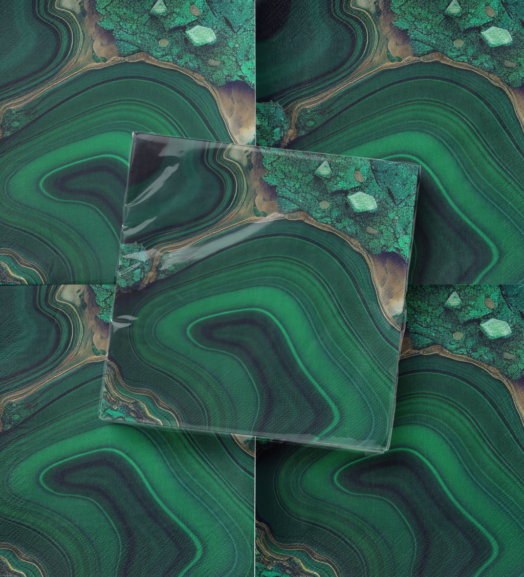 Malachite cocktail napkins, stacked