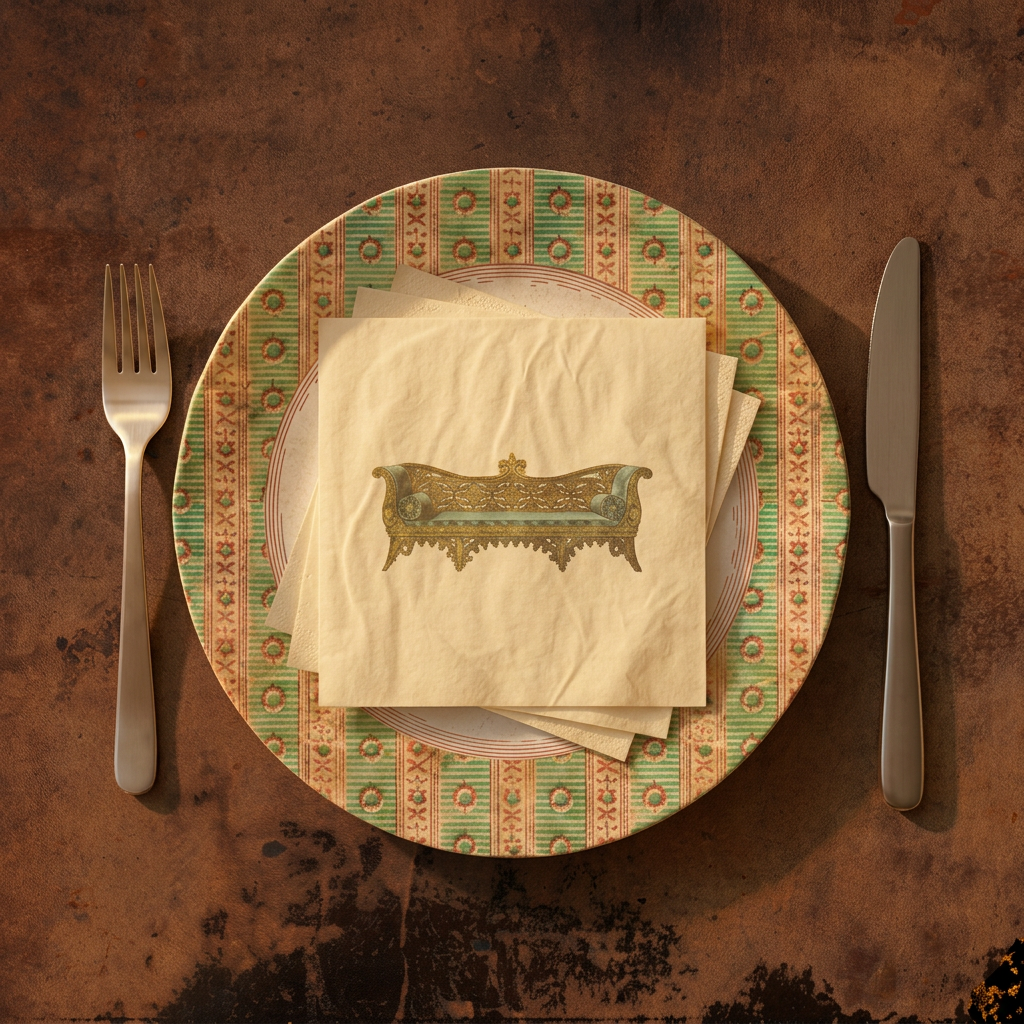 Les Meubles Canapé napkin plated in a place setting