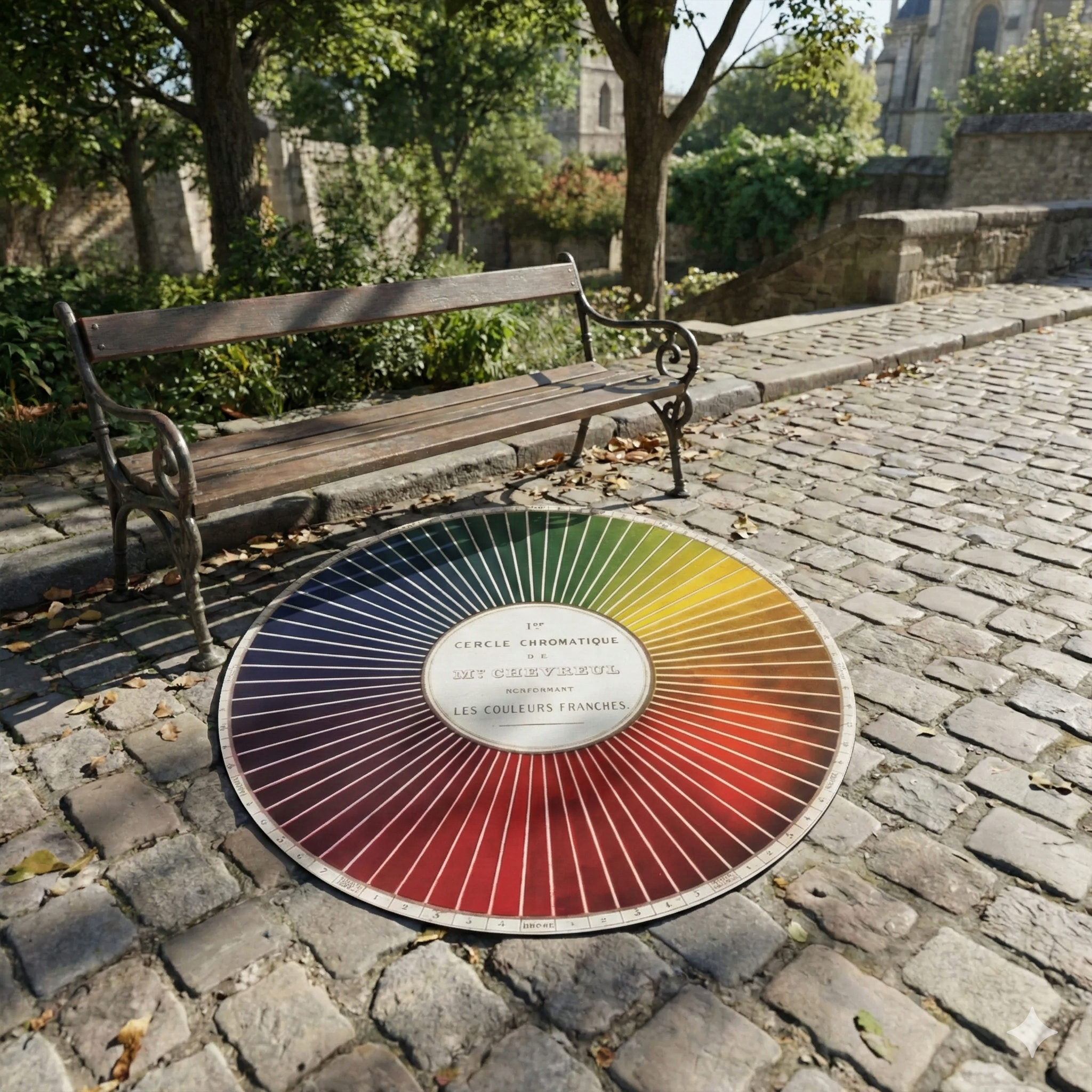 Vintage Chromatique Wheel Round Rug — Color Spectrum Decorative Floor Mat