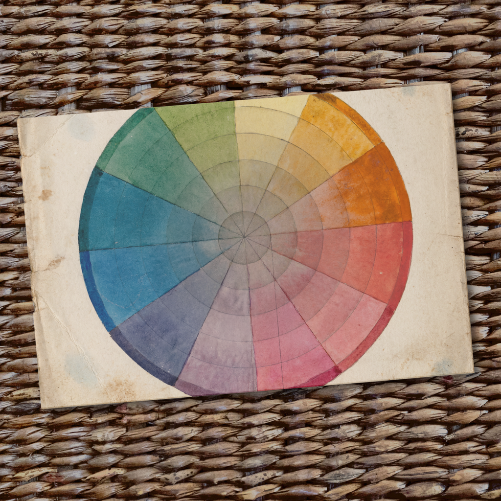 Color wheel on a textured paper tear away placemat