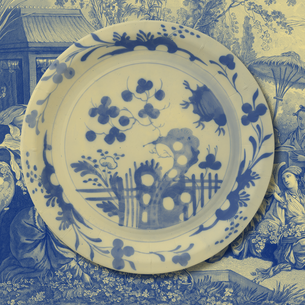 La Chinoiserie Porcelain chinoiserie garden paper plate