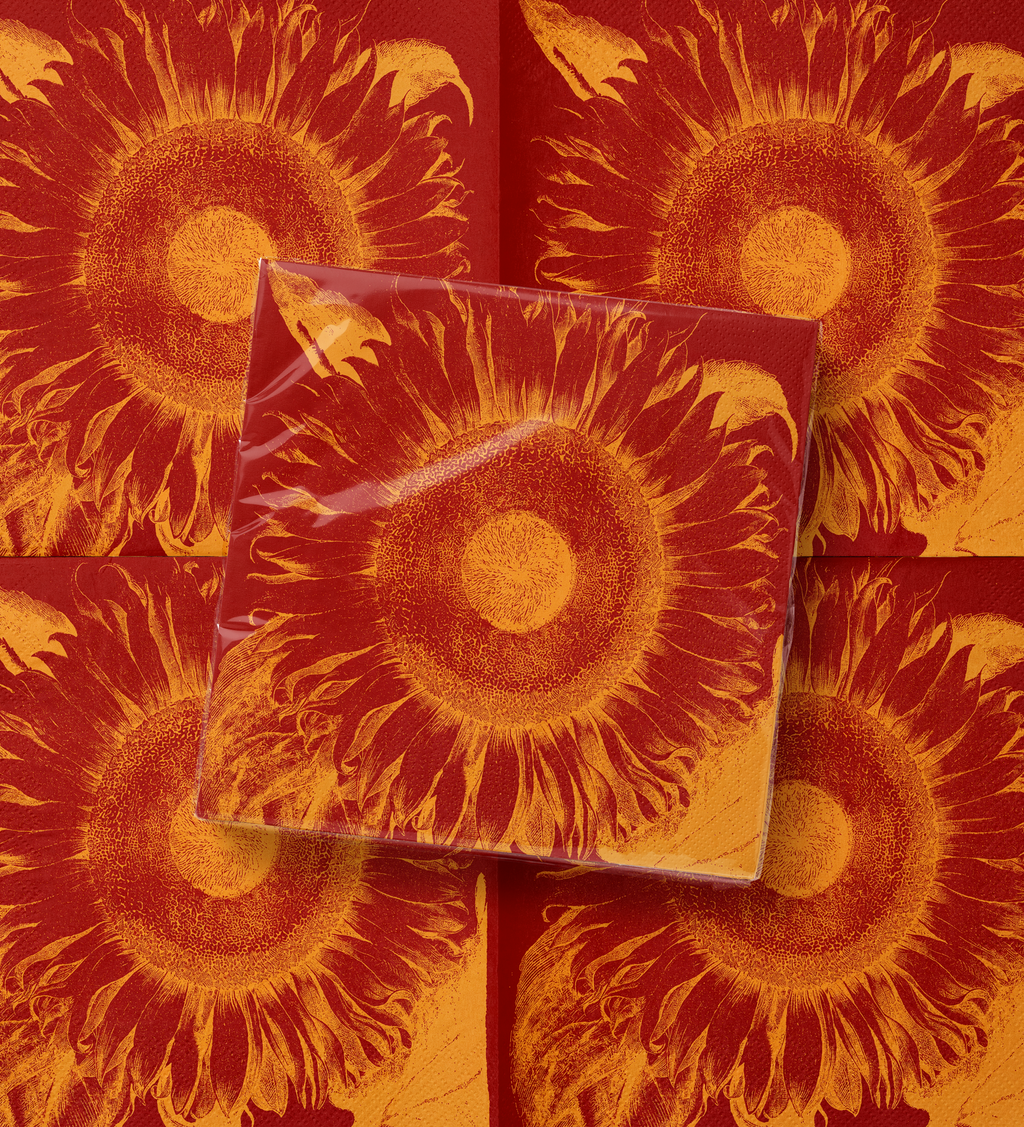 Sunflower paper napkins, stacked
