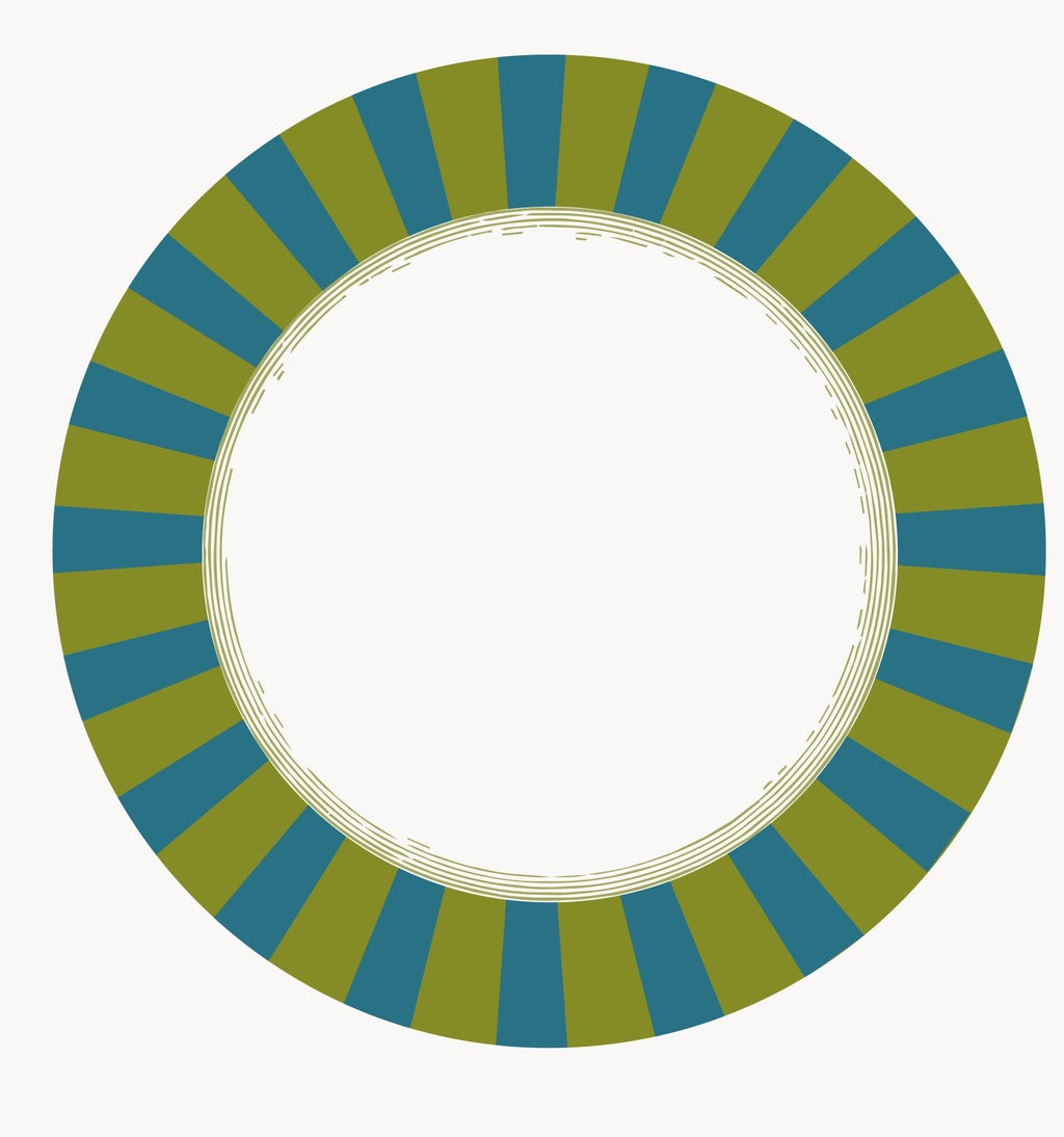 Les Fleurs Teal radial stripe paper plate