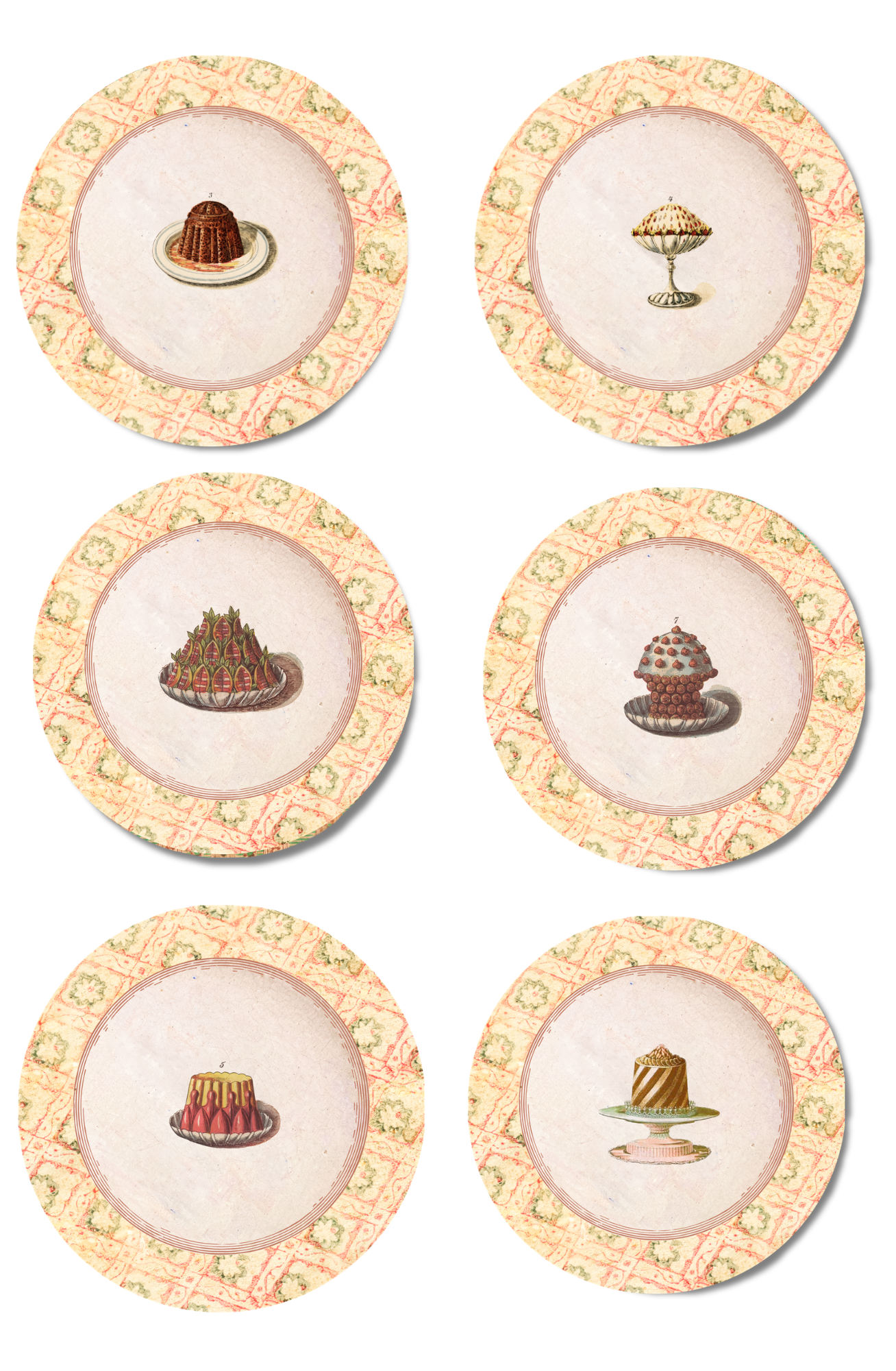 Les Desserts Accent Plate Set — 6 Designs, 9″