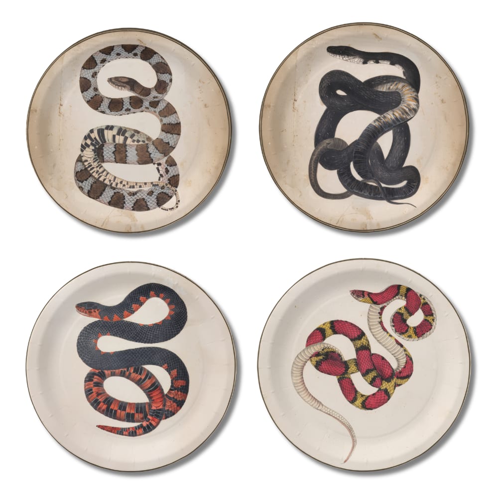Antique snake Halloween appetizer plate set, all four designs, 7 inch