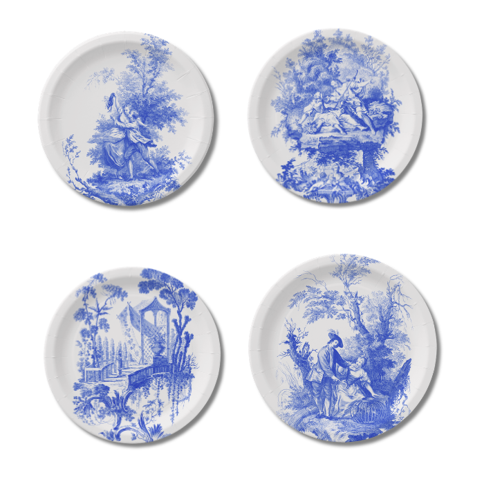 Toile de Jouy — Blue & White French Pastoral (Pack of 8)