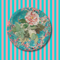 Les Fleurs Aqua Party Plate