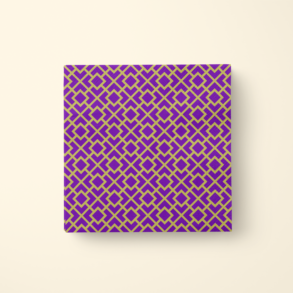 La Chinoiserie Violet Fretwork dinner napkin