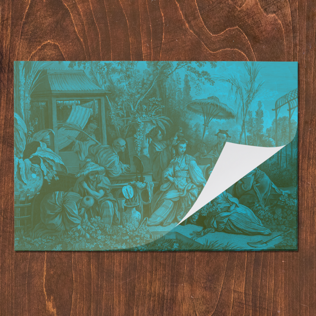 La Chinoiserie Teal Paper Placemat (Pad of 25)