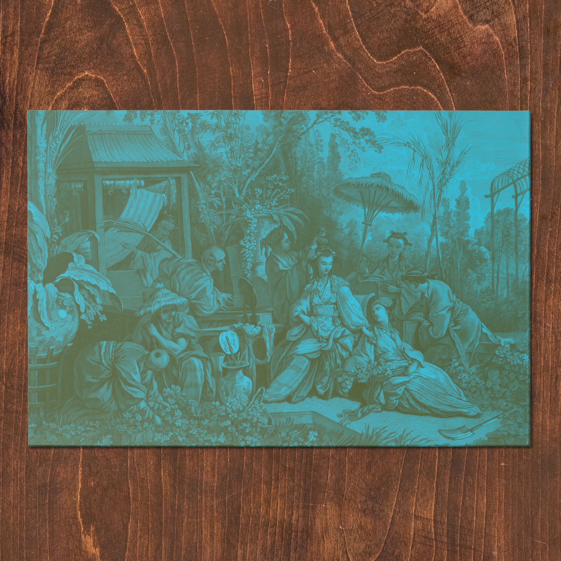 La Chinoiserie Teal Paper Placemat (Pad of 25)