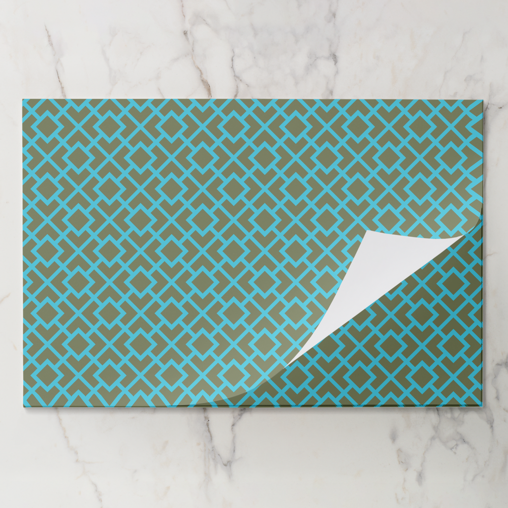 La Chinoiserie Teal Fretwork Paper Placemat (Pad of 25)