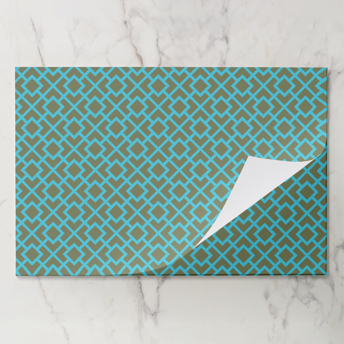 La Chinoiserie Teal Fretwork Paper Placemat (Pad of 25)