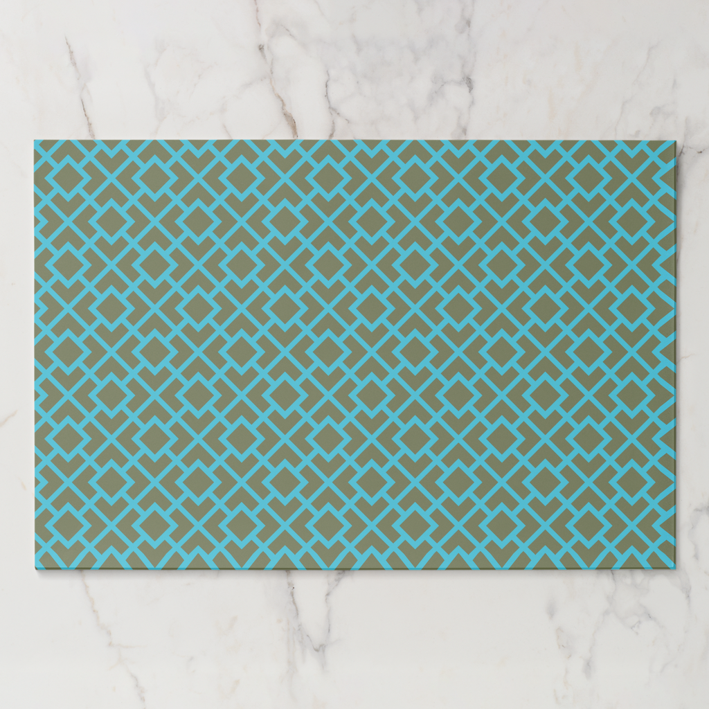 La Chinoiserie Teal Fretwork Paper Placemat (Pad of 25)