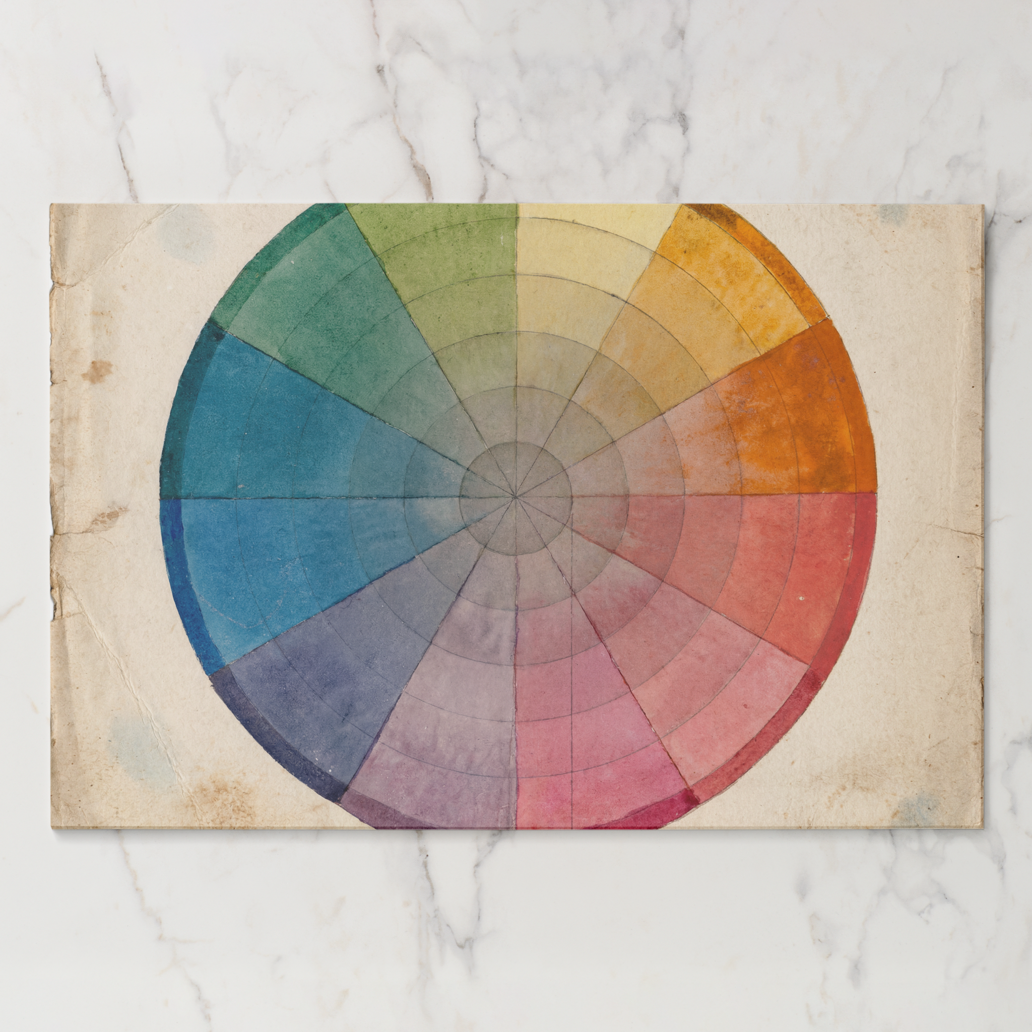 Color wheel on a textured paper tear away placemat