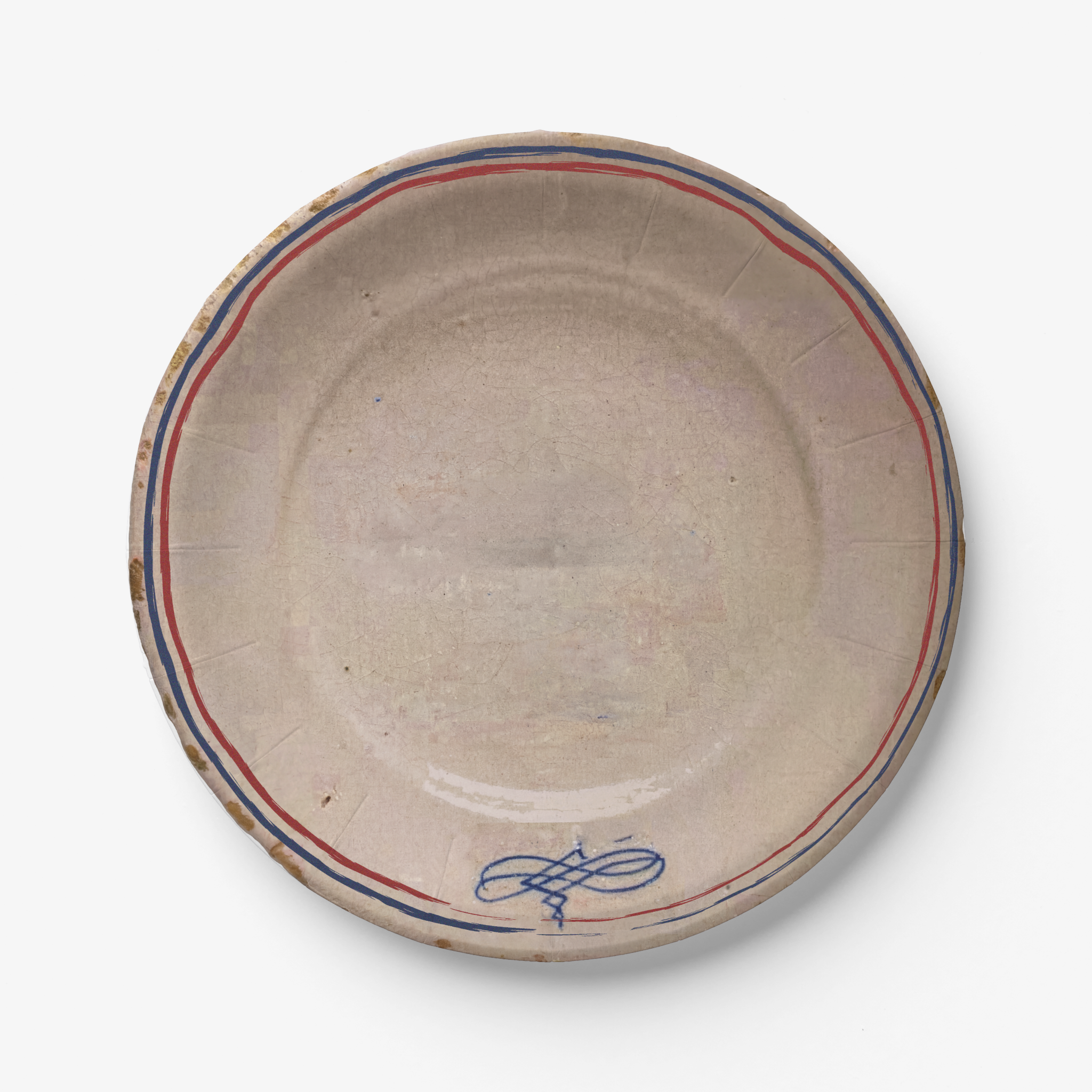 Tricolour Faience Paper Party Plate