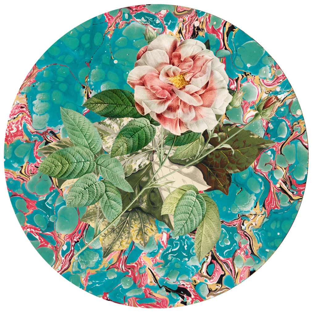 Les Fleurs Aqua Paper Party Plate
