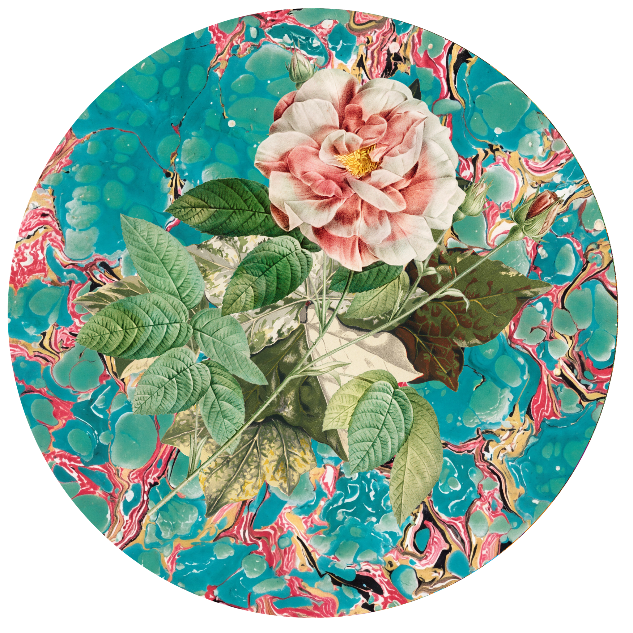 Les Fleurs Aqua Paper Party Plate