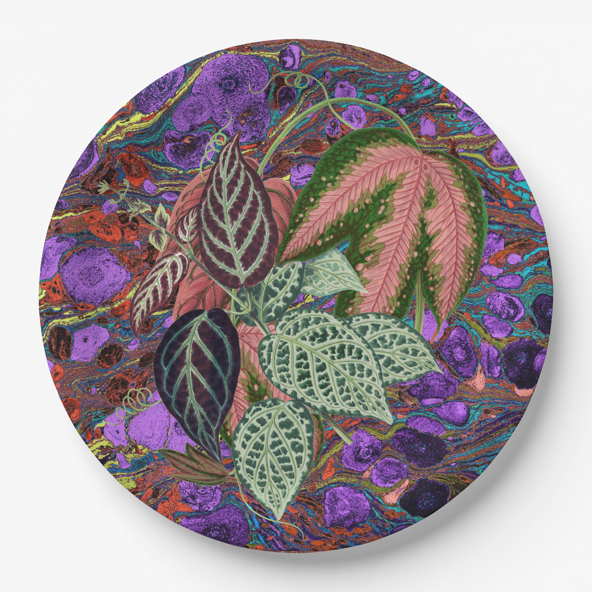Les Fleurs Aubergine Paper Party Plate