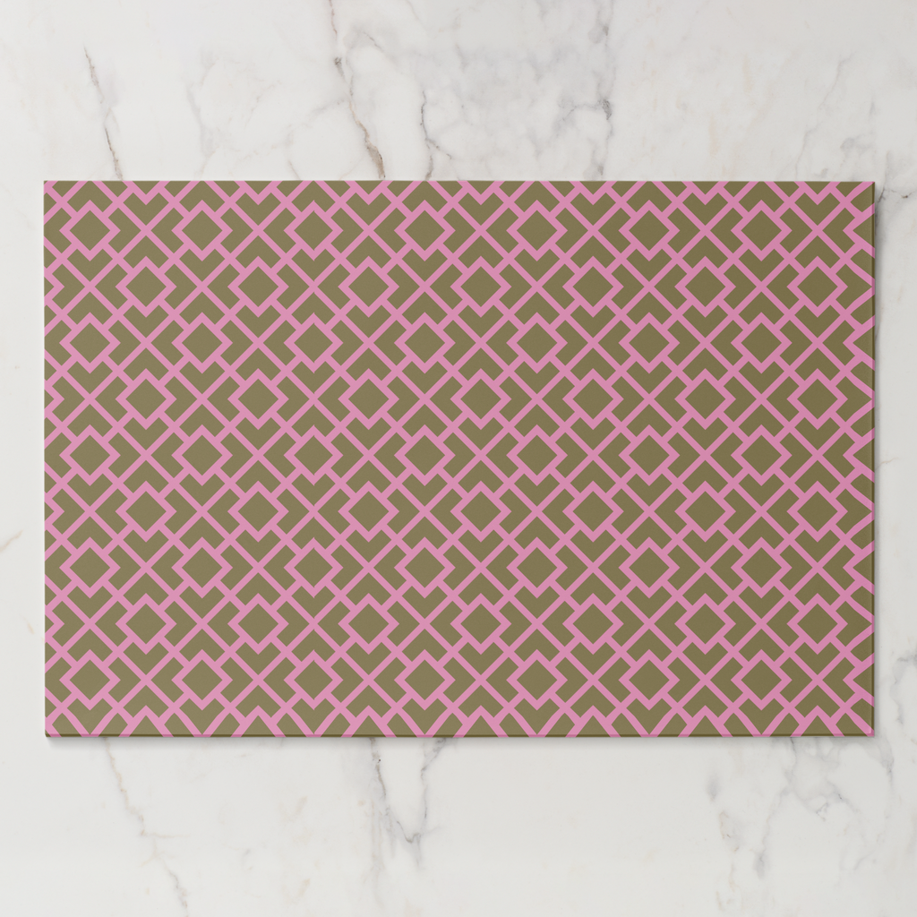 La Chinoiserie Pink Fretwork Paper Placemat (Pad of 25)
